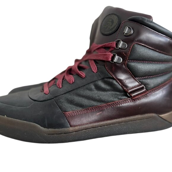 Diesel Onice Hi-too Casual Fashion Oxblood Red Leather Men’s Sneakers Sz 12 - Picture 1 of 16